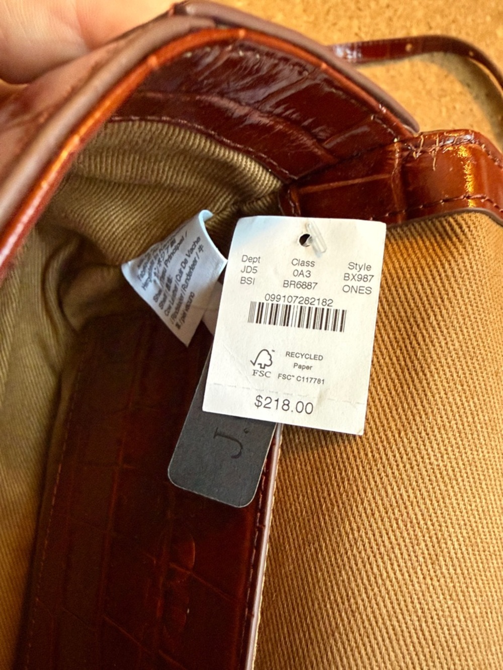 J Crew Edie Classic Croc-Embossed Leather Crossbody Bag in Deep Brown NWT - Picture 6 of 7